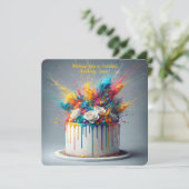 Invitation Explosion de joie - Joyeux gâteau d'anniversaire (Debout devant)