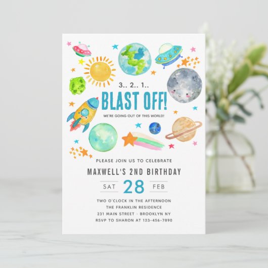 Invitation Explosion de l'espace extra-atmosphérique au large (Debout devant)