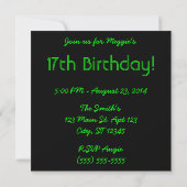 Invitation Explosion de Néon Anniversaire Lime (Dos)