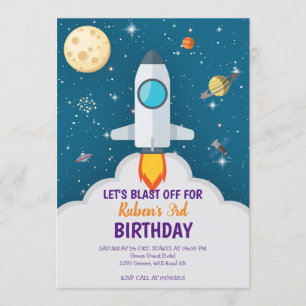 Invitation Explosion du vaisseau spatial de la fête Anniversa