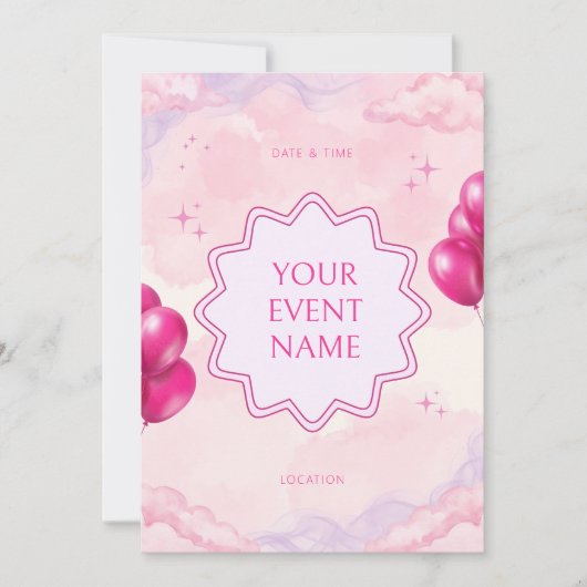 Invitation Explosion Stellaire Nuage Rose (Devant)