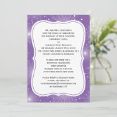 Invitation Explosions de soleil violet et blanc Réception uni (Debout devant)