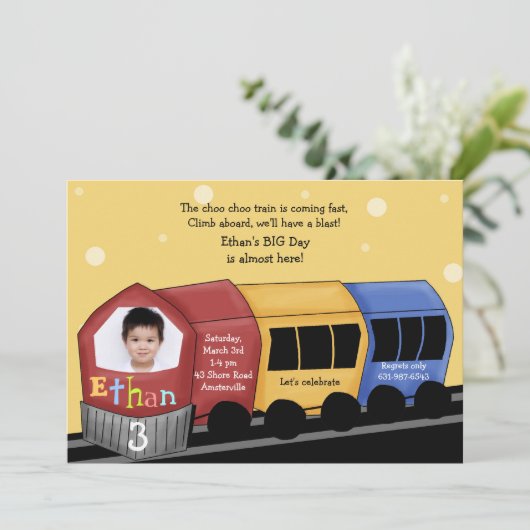 Invitation Express de Choo Choo - fête d'anniversaire de (Debout devant)