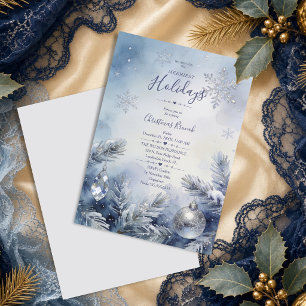 Invitation Exquis Événement de Noël Bleu Poussiéreux enneigé