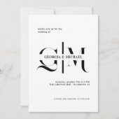 Invitation Exquis Monogramme minimaliste Mariage blanc (Devant)