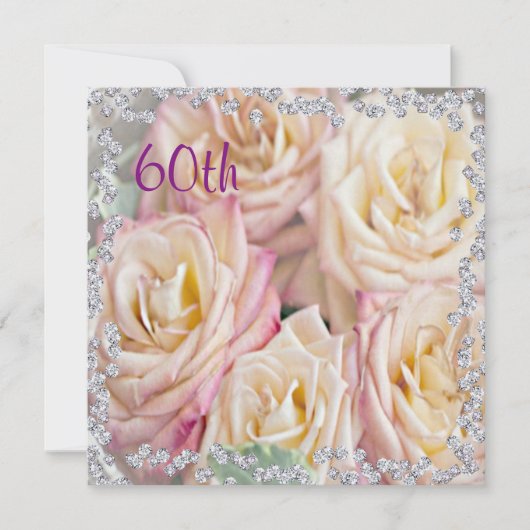 Invitation Exquis Roses & Diamants 60e anniversaire (Devant)