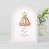 Invitation Exquise belle robe Flower en rose et or (Debout devant)