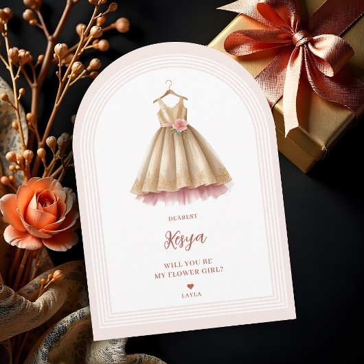 Invitation Exquise belle robe Flower en rose et or