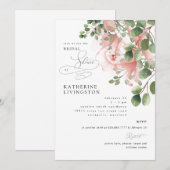 Invitation Exquise Blush Floral Élégante Fête des mariées (Devant / Derrière)