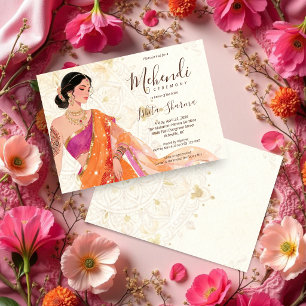 Invitation Exquise Mariée Vibrante Mehndi Magenta TLW26