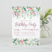 Invitation Exquise Pink Mauve Floral 30e anniversaire (Debout devant)