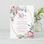 Invitation Exquise Pink Mauve Floral 30e anniversaire (Debout devant)