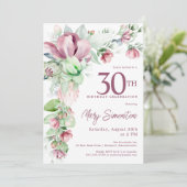 Invitation Exquise Pink Mauve Floral 30e anniversaire (Debout devant)