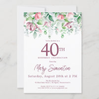 Exquise rose mauve Floral 40e anniversaire