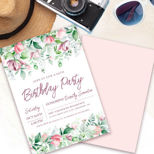 Invitation Exquise rose mauve Floral 60e anniversaire