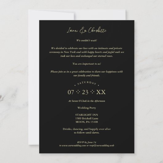 Invitation Exquisite Arch Photo Frame in Black Eloped (Dos)