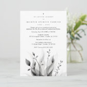 Invitation Exquisite Black & White Overlapping Leaves flowers (Debout devant)