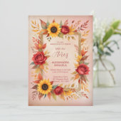 Invitation Exquisite Botanical Floral Frame Spanish Photo XVs (Debout devant)