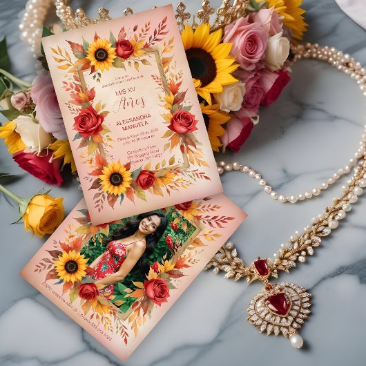 Invitation Exquisite Botanical Floral Frame Spanish Photo XVs