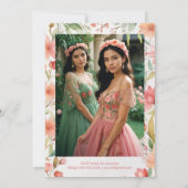 Invitation Exquisite Botanical Frame Quinceañera Twins Photo (Dos)