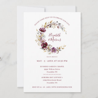 Invitation Exquisite Burgundy Wedding Floral Garland