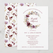 Invitation Exquisite Burgundy Wedding Floral Garland (Devant / Derrière)