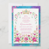 Invitation Exquisite Colorful Spanish Quinces Floral Border (Devant)