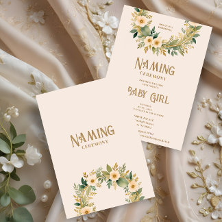 Invitation Exquisite Floral Garland in Peach Naming Ceremony