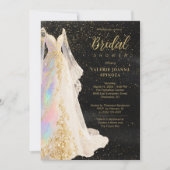 Invitation Exquisite Gold Glitter Wedding Dress Bridal Shower (Devant)