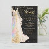 Invitation Exquisite Gold Glitter Wedding Dress Bridal Shower (Debout devant)