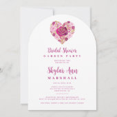 Invitation Exquisite Hot Pink Golden Heart Bridal Shower (Devant)