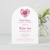Invitation Exquisite Hot Pink Golden Heart Bridal Shower (Debout devant)