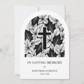 Invitation Exquisite Minimalist Black White Botanical Funeral (Devant)