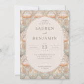 Invitation Exquisite Peach Floral Pattern (Devant)