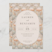 Invitation Exquisite Peach Floral Pattern (Devant / Derrière)