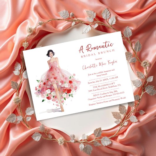Invitation Exquisite Pink Floral Tulle Model Bridal Shower