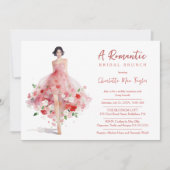 Invitation Exquisite Pink Floral Tulle Model Bridal Shower (Devant)