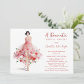 Invitation Exquisite Pink Floral Tulle Model Bridal Shower (Debout devant)