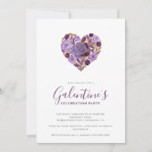 Invitation Exquisite Purple Floral Heart Galentine's Day (Devant)