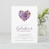 Invitation Exquisite Purple Floral Heart Galentine's Day (Debout devant)