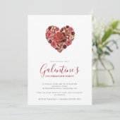 Invitation Exquisite Red Floral Heart Galentine's Day Party  (Debout devant)