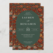 Invitation Exquisite Red Floral Pattern (Devant / Derrière)