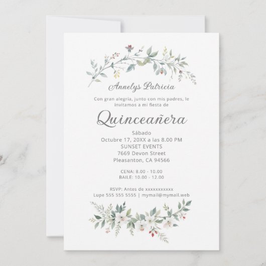 Invitation Exquisite Romantic Minimal Spring Floral Branches (Devant)