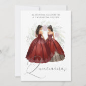 Invitation Exquisite Romantic Spanish Quinceañera Dolls Twins (Devant)