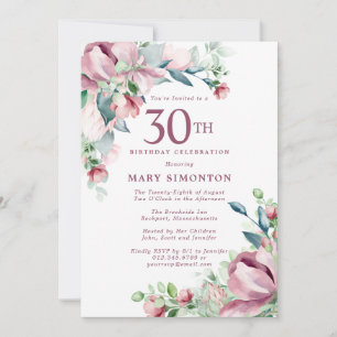Invitation Exquisite Rose Fleur Rose 30e Anniversaire