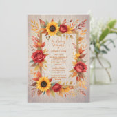 Invitation Exquisite Rustic Wood Botanical Frame Funeral (Debout devant)