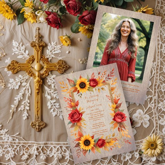Invitation Exquisite Rustic Wood Botanical Frame Funeral