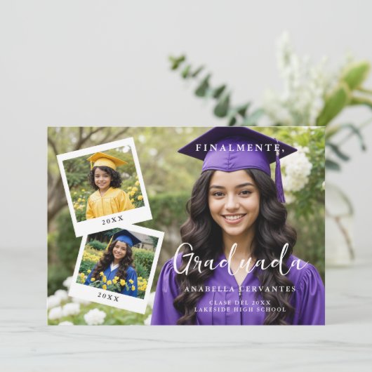 Invitation Exquisite Spanish Script Collage 4 Photos Timeline (Debout devant)