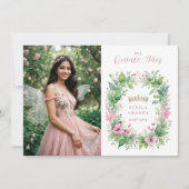 Invitation Exquisite Spring Tiara Pink & Green Floral Spanish (Devant)