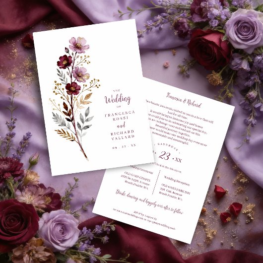 Invitation Exquisite Stylish Spring Botanical Purple Tones 